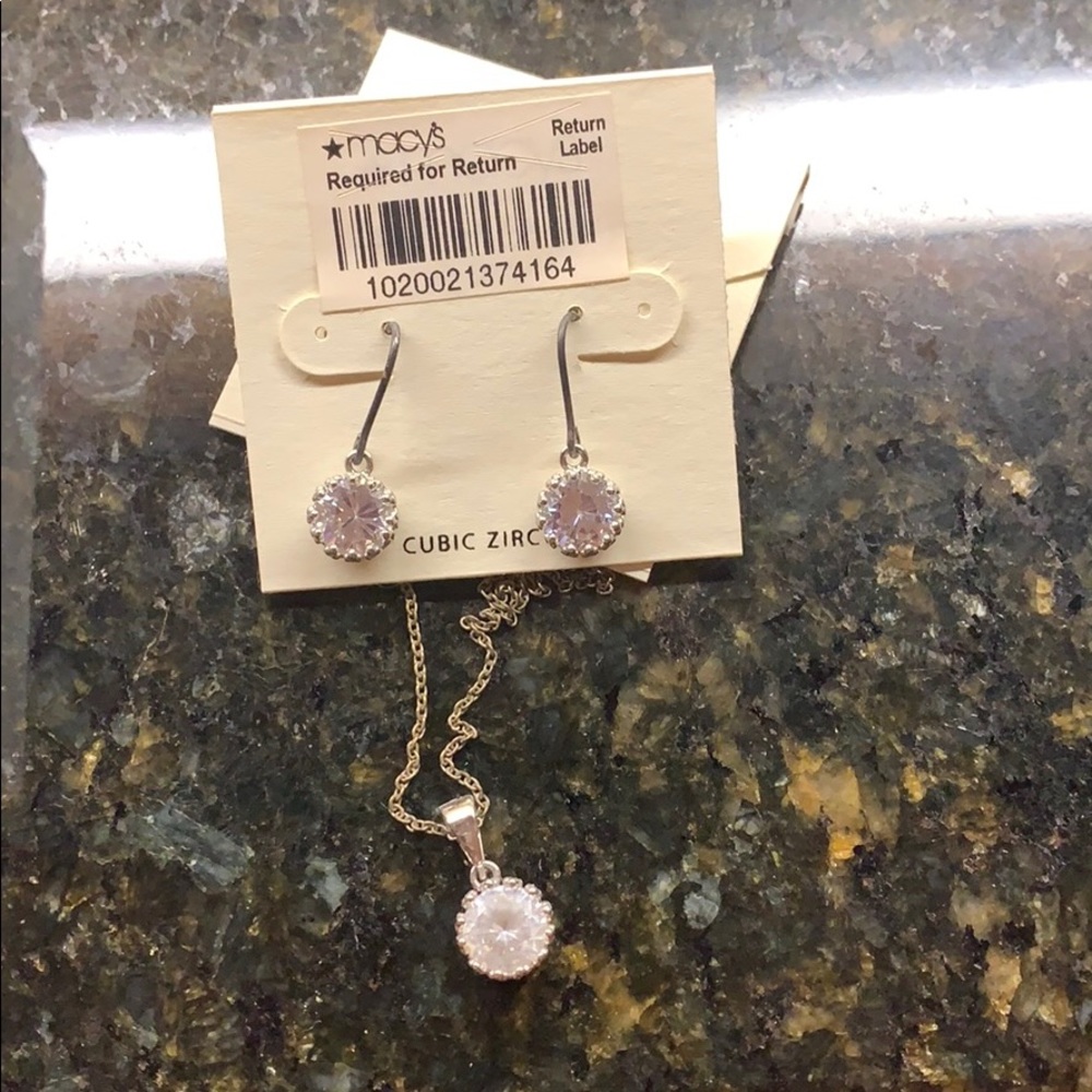 Sterling cubic zirconia necklace + earrings set